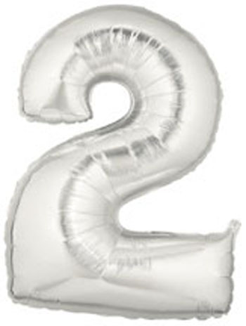 Silver Number 2 Mylar Balloon